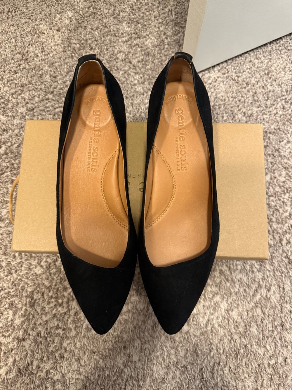 gentle souls Black Pointed-Toe Comfort heels